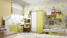 Детская комната Эппл (Зеленый/Белый/корпус Клен) в Видном - vidnoe.katalogmebeli.com | фото