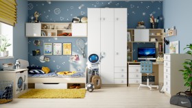 Детская комната Санни (Белый/корпус Клен) в Видном - vidnoe.katalogmebeli.com | фото