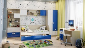 Детская комната Скай Люкс (Синий/Белый/корпус Клен) в Видном - vidnoe.katalogmebeli.com | фото