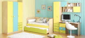 Детская комната Смайли (Желтый/Голубой/Зеленый/корпус Клен) в Видном - vidnoe.katalogmebeli.com | фото