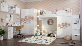 Детская комната Совушки (Белый/корпус Выбеленное дерево) в Видном - vidnoe.katalogmebeli.com | фото