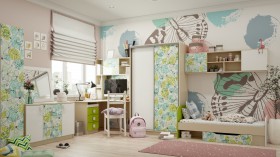 Детская комната Твит (Белый/Зеленый/корпус Клен) в Видном - vidnoe.katalogmebeli.com | фото