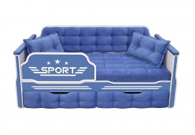 Кровать 160 серии Спорт 2 ящика 85 Синий (подушки) в Видном - vidnoe.katalogmebeli.com | фото