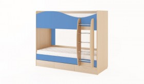 Кровать 2-х ярусная с ящиками (Беленый дуб/Синий) в Видном - vidnoe.katalogmebeli.com | фото 1