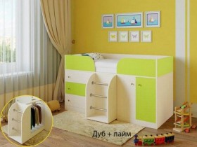 Кровать-чердак Малыш-4 Дуб молочный/Лайм в Видном - vidnoe.katalogmebeli.com | фото