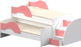 Кровать детская Матрешка выкатная с лестницей  Белый/Розовый в Видном - vidnoe.katalogmebeli.com | фото