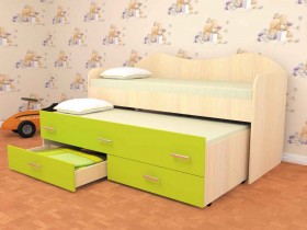 Кровать детская Нимфа двухместная 2.0 Дуб молочный/Лайм в Видном - vidnoe.katalogmebeli.com | фото