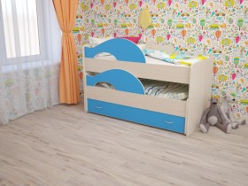 Кровать детская Радуга 1600 Млечный дуб/Голубой в Видном - vidnoe.katalogmebeli.com | фото