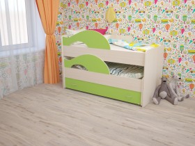 Кровать детская Радуга 1600 Млечный дуб/Салатовый в Видном - vidnoe.katalogmebeli.com | фото