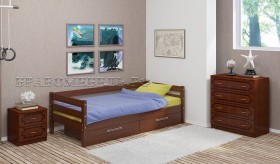 Кровать одинарная ГЛОРИЯ из массива сосны  900*2000 (Орех) в Видном - vidnoe.katalogmebeli.com | фото