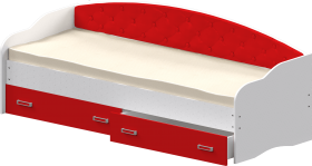 Кровать Софа-7 с мягкой спинкой (800х2000) Белый/Красный в Видном - vidnoe.katalogmebeli.com | фото