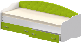 Кровать Софа-7 с мягкой спинкой (800х2000) Белый/Лайм в Видном - vidnoe.katalogmebeli.com | фото