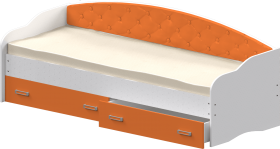 Кровать Софа-7 с мягкой спинкой (800х2000) Белый/Оранжевый в Видном - vidnoe.katalogmebeli.com | фото