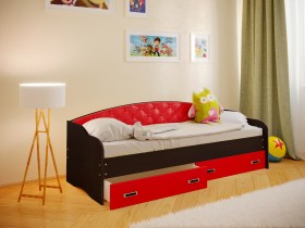 Кровать Софа-7 с мягкой спинкой (800х2000) Венге/Красный в Видном - vidnoe.katalogmebeli.com | фото