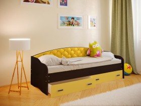 Кровать Софа-8 с мягкой спинкой (900х2000) Венге/Желтый в Видном - vidnoe.katalogmebeli.com | фото