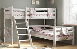 Кровать Соня вариант 8 угловая с наклонной лестницей Белый полупрозрачный в Видном - vidnoe.katalogmebeli.com | фото