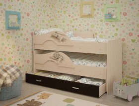 Кровать выкатная Радуга-Сафари детская 1600 Млечный дуб/Венге в Видном - vidnoe.katalogmebeli.com | фото