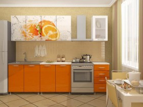 Кухонный гарнитур 1,8м Апельсин (Белый/Оранжевый металлик/Фотопечать апельсин) в Видном - vidnoe.katalogmebeli.com | фото