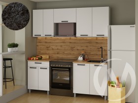 Кухня Кьяра 2.0м с окапом (корпус белый/карбон фарфор) 26мм кастилло темный в Видном - vidnoe.katalogmebeli.com | фото
