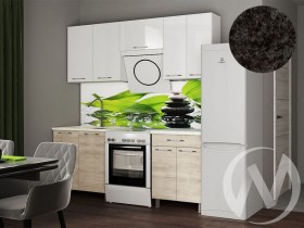Кухня Нора 2.0м (корпус белый/белый, дуб шале светлый) 26мм кастилло темный в Видном - vidnoe.katalogmebeli.com | фото
