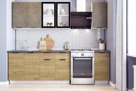 Кухонный гарнитур Стоун 2.0 (белый/камень темно-серый/акация светлая) в Видном - vidnoe.katalogmebeli.com | фото