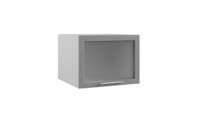 Квадро ГВПГС 600 шкаф верхний горизонтальный глубокий со стеклом высокий (Железо/корпус Серый) в Видном - vidnoe.katalogmebeli.com | фото
