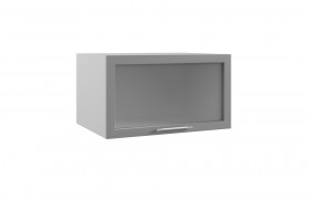 Квадро ГВПГС 800 шкаф верхний горизонтальный глубокий со стеклом высокий (Железо/корпус Серый) в Видном - vidnoe.katalogmebeli.com | фото