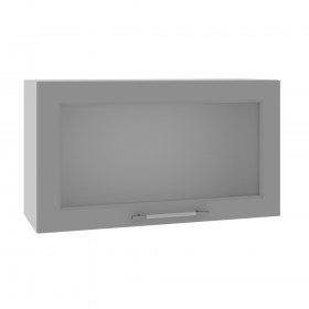 Квадро ВПГС 800 шкаф верхний горизонтальный со стеклом высокий (Железо/корпус Серый) в Видном - vidnoe.katalogmebeli.com | фото