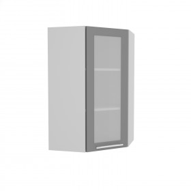 Квадро ВПУС 550 шкаф верхний угловой со стеклом высокий (Железо/корпус Серый) в Видном - vidnoe.katalogmebeli.com | фото