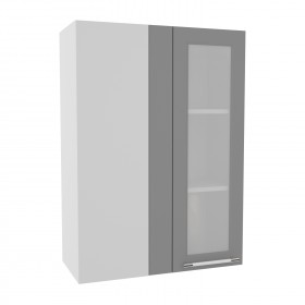 Квадро ВПУС 650 шкаф верхний угловой со стеклом высокий (Железо/корпус Серый) в Видном - vidnoe.katalogmebeli.com | фото