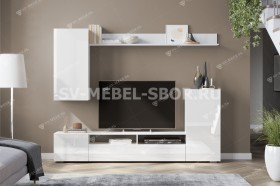 Мебель для гостиной МГС 4 (Белый/Белый глянец) в Видном - vidnoe.katalogmebeli.com | фото 1