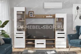 Мебель для гостиной МГС 6 (Исполнение 1/Дуб золотой/Белый глянец) в Видном - vidnoe.katalogmebeli.com | фото