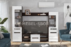 Мебель для гостиной МГС 6 (Исполнение 1/Венге/Белый глянец) в Видном - vidnoe.katalogmebeli.com | фото