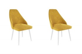Набор стульев Милан 2 шт (желтый велюр/белый) в Видном - vidnoe.katalogmebeli.com | фото
