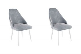 Набор стульев Милан 2 шт (серый велюр/белый) в Видном - vidnoe.katalogmebeli.com | фото