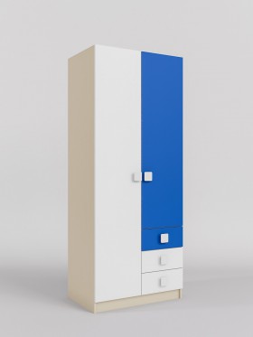 Шкаф 2-х створчатый с ящиками Скай (Синий/Белый/корпус Клен) в Видном - vidnoe.katalogmebeli.com | фото