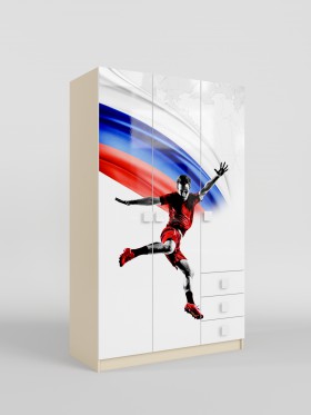 Шкаф 3-х створчатый с ящиками Футбол ЧМ (Белый/корпус Клен) в Видном - vidnoe.katalogmebeli.com | фото
