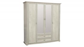 Шкаф для одежды "Сохо" (бетон пайн белый/2 ящика/зеркало) в Видном - vidnoe.katalogmebeli.com | фото