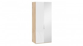 Шкаф для одежды с 1 глухой и 1 зеркальной дверями правый «Эмбер» Яблоня Беллуно/Белый глянец в Видном - vidnoe.katalogmebeli.com | фото