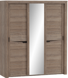 Шкаф трехдверный Соренто с раздвижными дверями Дуб стирлинг/Кофе структурный матовый в Видном - vidnoe.katalogmebeli.com | фото