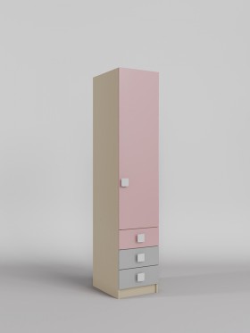 Шкаф угловой (секция с ящиками) Грэйси (Розовый/Серый/корпус Клен) в Видном - vidnoe.katalogmebeli.com | фото